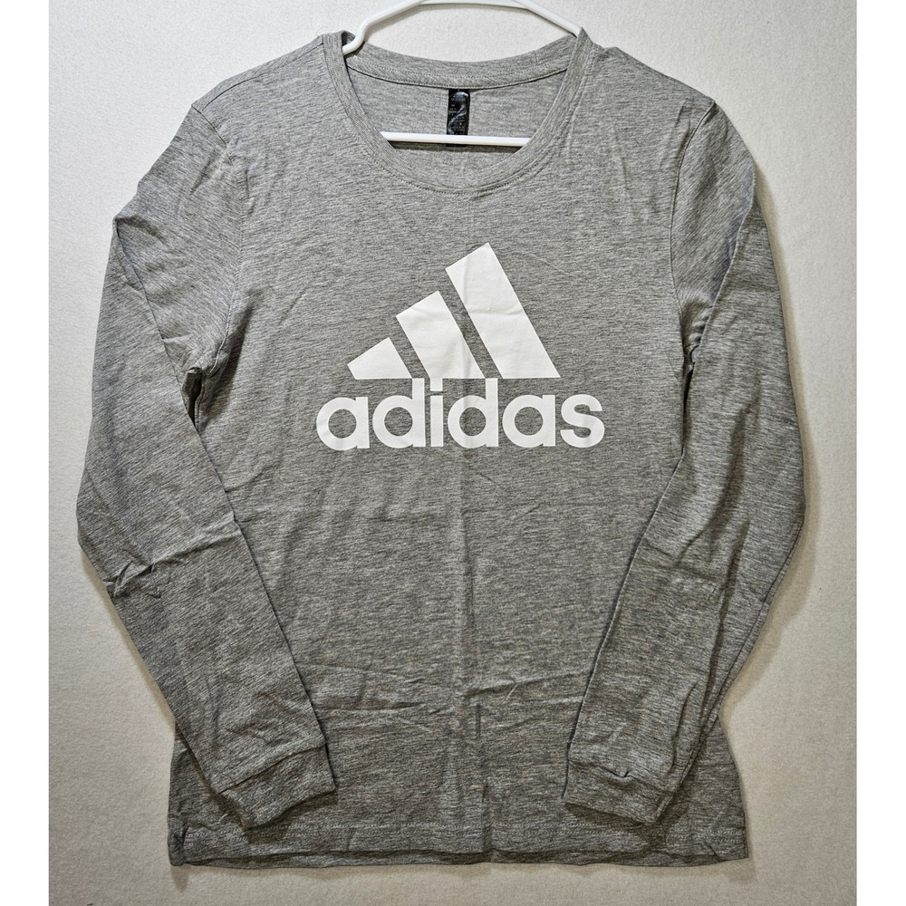 Adidas Women's Badge of Sport Long Sleeve T-Shirt, GN9228, SM, Gray Heather, NWT
